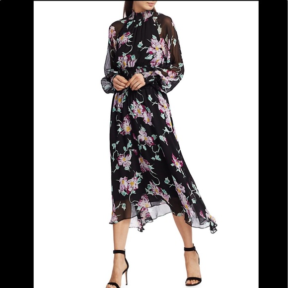 A.L.C. Casey Long Sleeve Silk Floral Midi Dress - Picture 3 of 3
